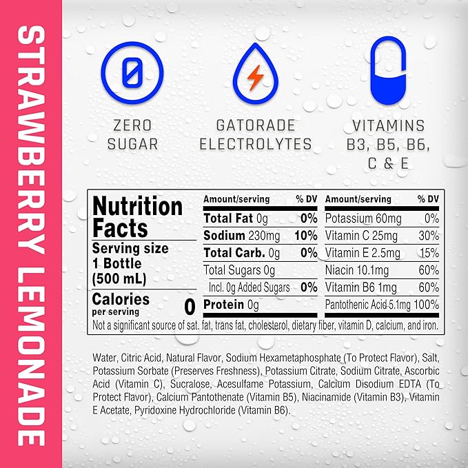 Propel Electrolyte Enhanced Water Sports Drink, Strawberry Lemonade Flavored Water, Zero Calorie & Zero Sugar Hydration with Electrolytes and Vitamins C & E, 16.9 fl oz Water Bottles (12 Pack)