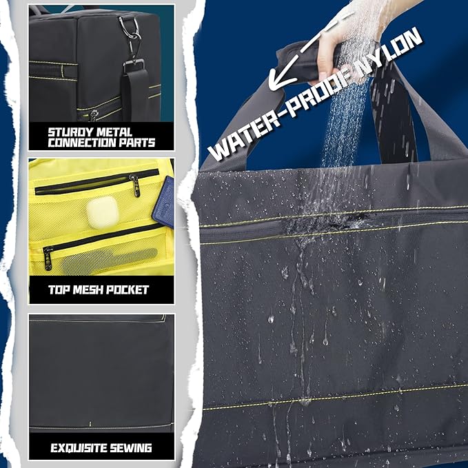 Sneaker Duffel Travel Bag, Waterproof Sneaker Duffle Bags Shoe Bags for Travel, Basketball Sports Gym bag with 3 Adjustable Dividers, & Shoulder Strap, Yellow