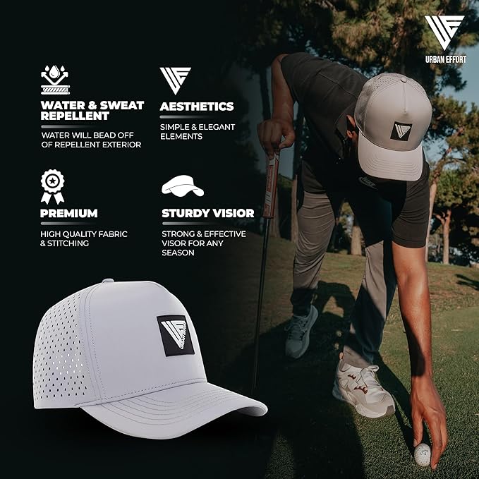 Urban Effort Hydro Performance Hat-Water-Resistant Baseball Cap-Men and Women-Great Snapback for Golf, Adventure,Lake,Workout