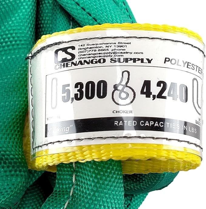 USA Made VR2 X 8' Green Slings 4'-30' Lengths in Listing, Double PLY Cover Endless Round Poly Lifting Slings, 5,300 lbs Vertical, 4,240 lbs Choker, 10,600 lbs Basket (USA Poly)(8 FT)