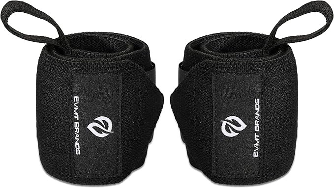 EVMT Premium Weightlifting Wrist Wraps 18in. Durable Straps for Weightlifting, Enhanced Wrist Support. Ideal Lifting Straps for Strength Training.