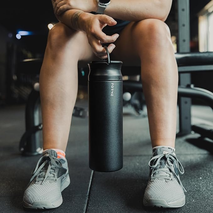 FORME - Blender Shaker Bottle, Leakproof Double Insulated Stainless Steel, Noiseless Shaker Bottle for Hot & Cold Drinks, Ideal for Protein & Supplement Shakes (Charcoal, 33.8 ounces)