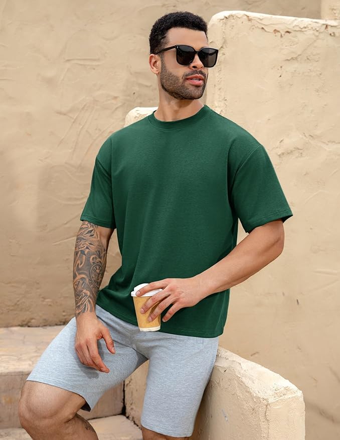 Mens Oversize Short Sleeve T-Shirts Loose Fit Solid Color Lightweight Tee Shirt Athletic Dry Fit Top