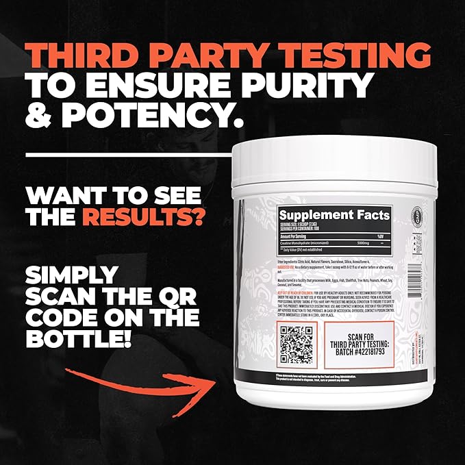 Huge Supplements Flavored Creatine Monohydrate Powder - Mango Flavor, 500 Grams, Third Party Tested, Micronized for Optimal Absorption, 5 Grams Per Scoop, Delicious & Easy Mixability (100 Servings)