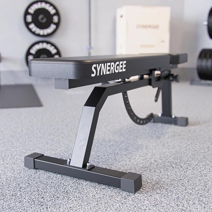 Synergee Adjustable Incline Workout Bench. Weight Bench for Dumbbell & Barbell Press Exercises & Workouts. Great for Commercial, Garage and Home Gym.