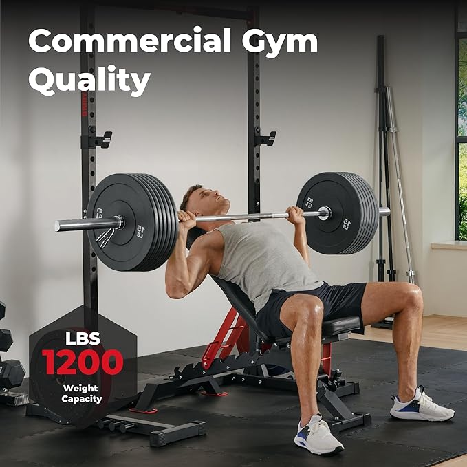 FLYBIRD Commercial Grade Adjustable Weight Bench - 1200LBS Capacity, 7+3 Positions for Ultimate Strength Training & Bench Press, with Easy-Roll Wheels