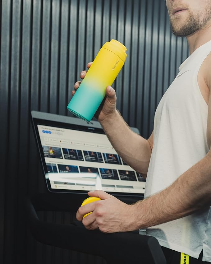 FORME - Shaker, 700ml Stainless Steel Protein Shaker, Double Walled Vacuum Insulated, Cold and Hot Drinks, Silent & Leak Proof, Fits Most Cup Holders (Gradient Yellow/White/Blue)