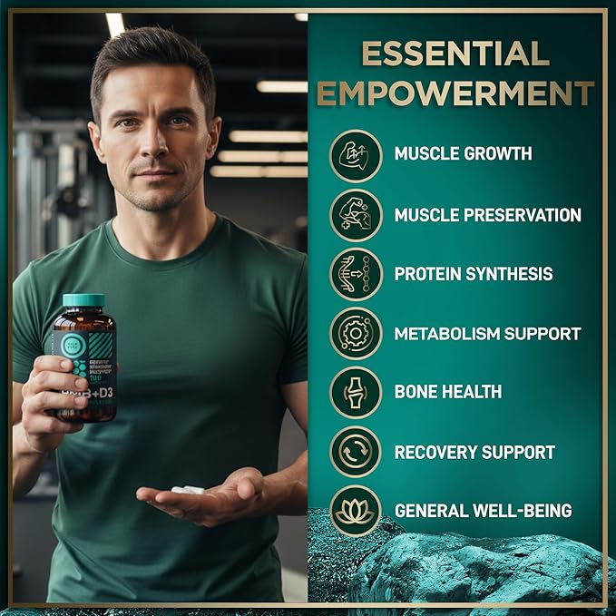 HMB and Vitamin D3 Supplement Capsules - B-Hydroxy B-Methylbutyrate 1,000-3,000 MG HMB Supplements with Vitamin D3 - Muscle Growth, Strength, Performance, Pre-Workout, Muscle Recovery - 360 Caps