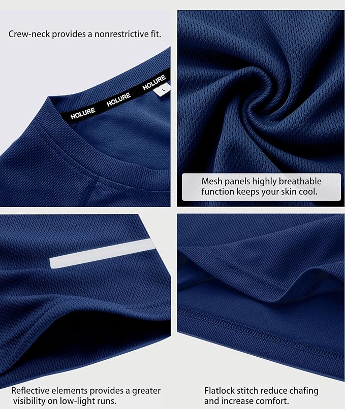 Holure Men's Mesh Quick-Dry Short Sleeve Workout T-Shirt