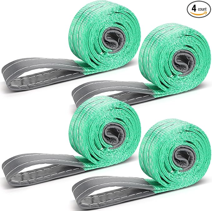 4 Pcs Lift Sling Straps Heavy Duty Web Slings Straps Polyester Nylon for Hoist Car Outdoor Using