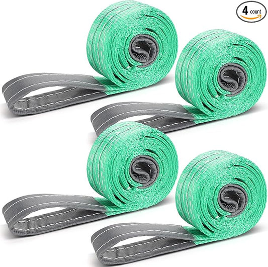 4 Pcs Lift Sling Straps Heavy Duty Web Slings Straps Polyester Nylon for Hoist Car Outdoor Using