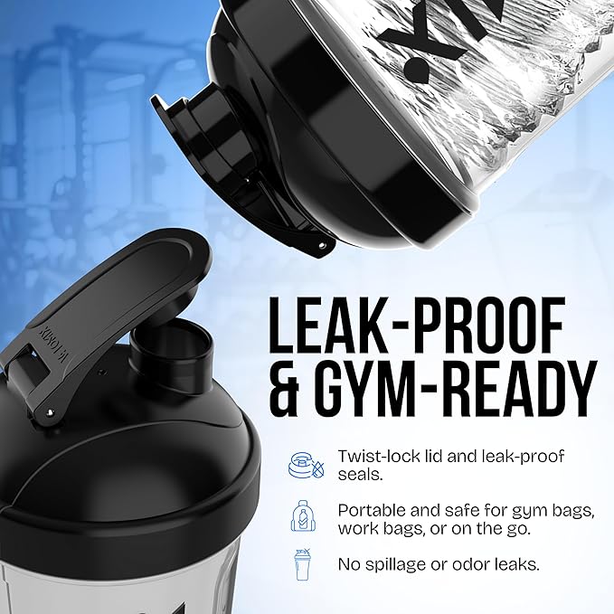 VELOMIX Electric Protein Shaker Bottle - 24 oz | USB-C Rechargeable | Leak Proof Shaker Cups for Protein Shakes | Portable Blender for Shakes and Smoothies (Electric-Transparent)