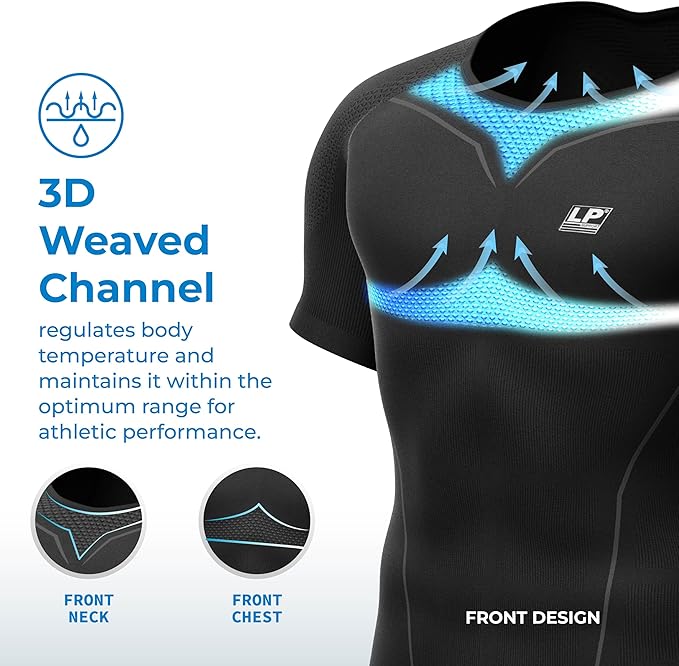 LP SUPPORT Men’s AIR Compression Short Sleeve Top ARM2301S - Workout, Gym, Yoga - Ultimate Comfort & Support Shapewear