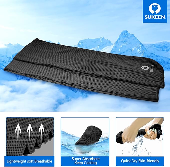 Sukeen [4 Pack Cooling Towel (40"x12"), Soft Breathable Chilly Microfiber Towel for Yoga,Sport,Running,Gym,Workout,Camping,Fitness,Workout & More Activities