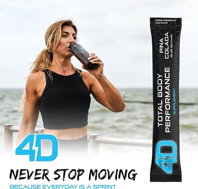 4D Total Body Supplements - Pina Colada 5 Unit Drink Mixes - Electrolytes, Aminos, Vitamins & Energy Powder Packets - Zero Calories & Sugars - Gluten Free, Non-GMO, Keto & Vegan Friendly