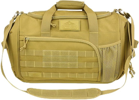 APRlLBAY Gym Bag Large Size 43L Training Bag Traveling With Luggage Strap Equipment Bag Tactical Military Duffel for Men&Women Basketball Football Weekender,Sports Bag Sturdy (Khaki)