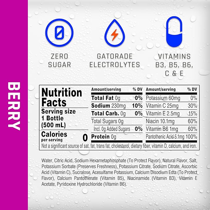 Propel Electrolyte Enhanced Water Sports Drink, Berry Flavored Water, Zero Calorie & Zero Sugar Hydration with Electrolytes and Vitamins C & E, 16.9 fl oz Water Bottles (12 Pack)