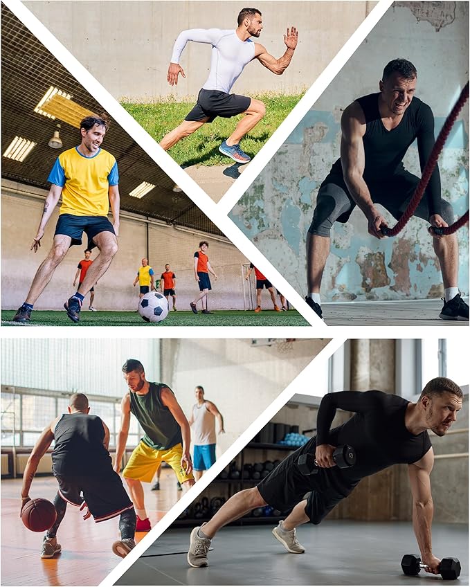 Mens One Arm Sleeve Compression Shirts 1/2 Long Sleeve Athletic Base Layer Undershirt Basketball Workout Top