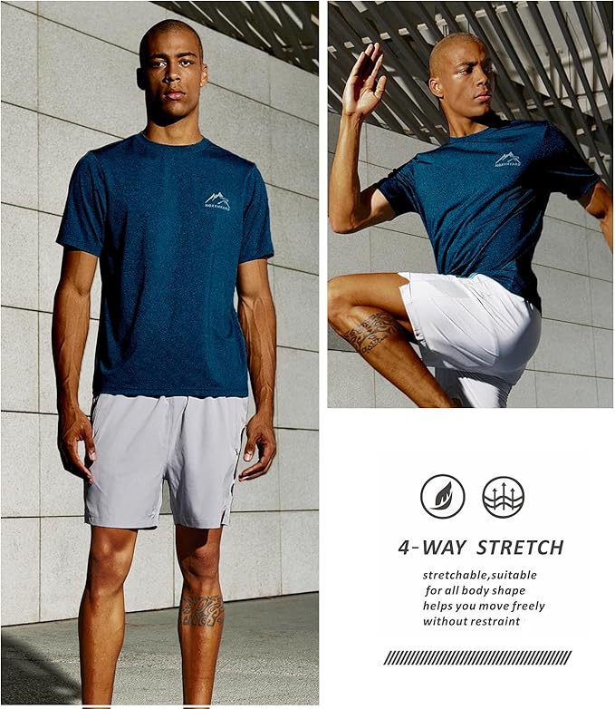 NORTHYARD Men's UPF 50+ Sun Protection Shirts Swim SPF UV Quick Dry Short Sleeve T-Shirts for Athletic Fishing Rash Guard