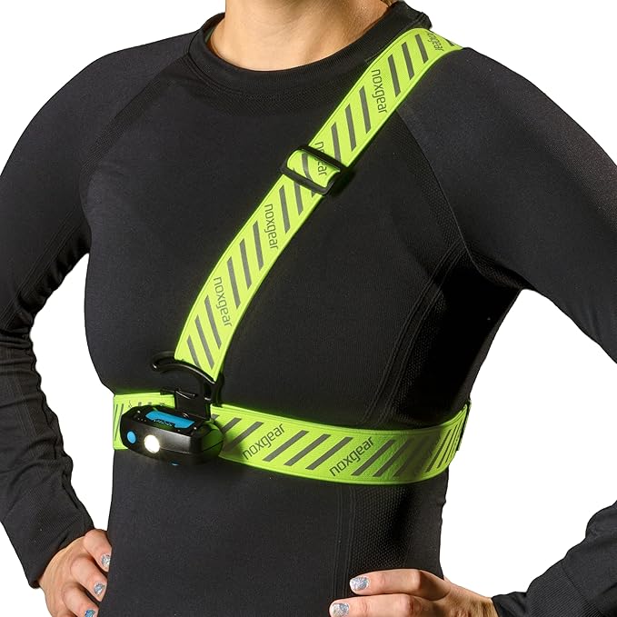 noxgear Ranger Chest Light - Super Bright 500 Lumen Reflective Running Vest, USB-C Rechargeable, Adjustable Fit, Waterproof Running Light with Detachable Flashlight, 5 Hour Burn Time