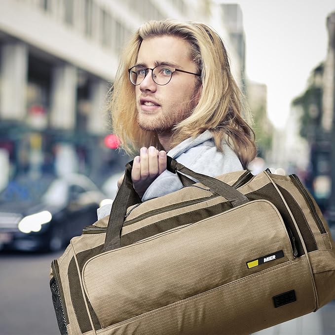 MIER Large Duffel Bag Men's Gym Bag with Shoe Compartment, 60L