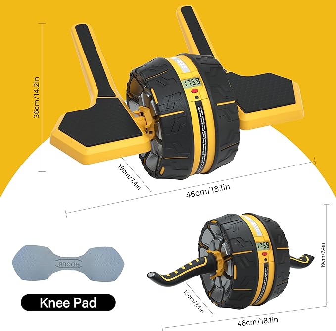 SNODE Ab Roller Wheel with Elbow Support, 3 Levels Resist, Dual Mode, Ab Wheel for Core Workout, Automatic Rebound Sytem,Spring Steel Sheet