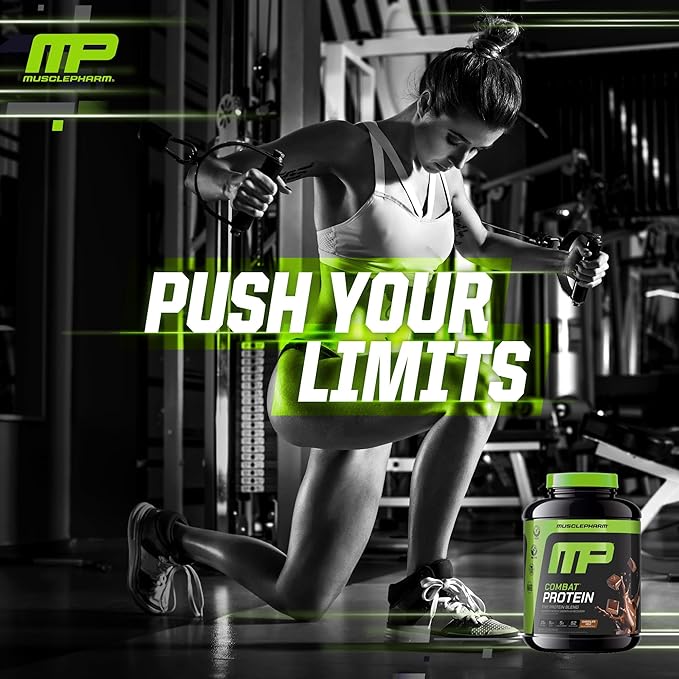 Muscle Pharm Combat Protein Powder, Chocolate Milk Flavor, Fuels Muscles for Productive Workouts, 5 Protein Sources Including Whey Protein Isolate & Egg Albumin, Gluten Free, 4 lb, 52 Servings
