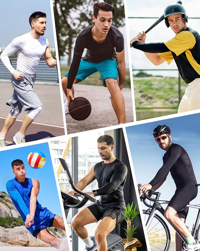 Runhit Men's Basketball One Arm Compression Shirts Long Sleeve 1/2 Single Arm Athletic Undershirt Workout Base Layer Top