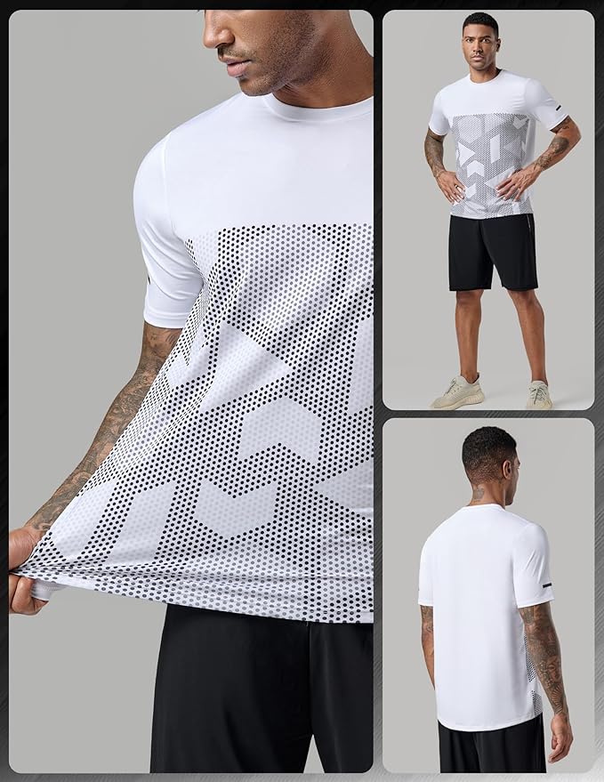 5 Pack Men’s Active Quick Dry Crew Neck T Shirts | Athletic Running Gym Workout Short Sleeve Tee Tops Bulk