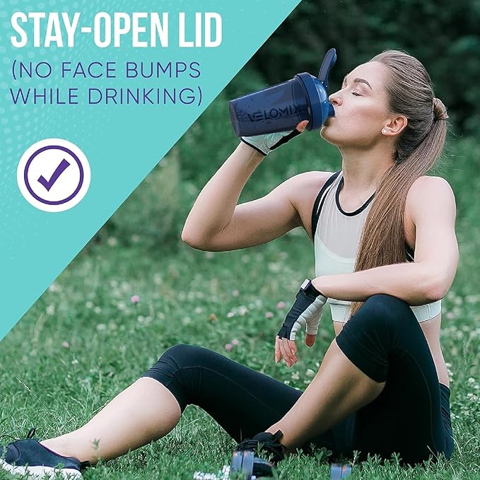 VELOMIX -2 Pack- 20 oz Protein Shaker Bottles for Protein Mixes - 2x Wire Whisk | Leak Proof Shaker Cups for Protein Shakes and Pre Workout | Protein Shaker Bottle Pack (Green/Blue)