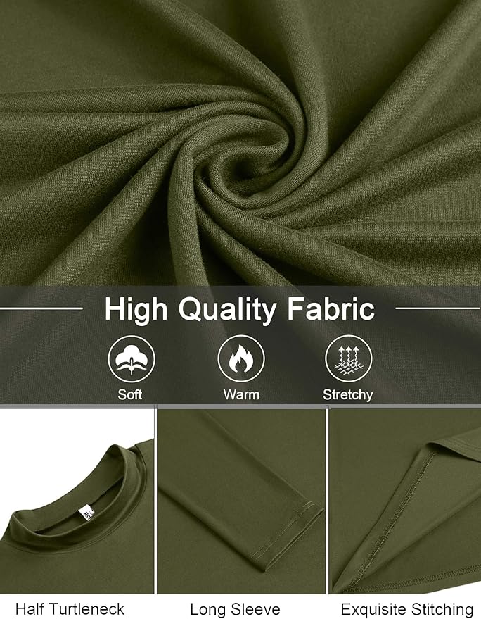 COOFANDY Mens Mock Turtleneck T-Shirts Long Sleeve Solid Color Tees Shirts Basic Casual Slim Fit Pullover T Shirts