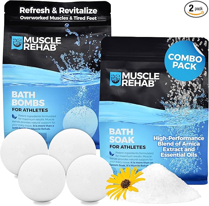 Dynamic Recovery Combo Set: Epsom Salt Soak & Bath Bombs | Muscle Soak and Skin Hydration (2) Pack