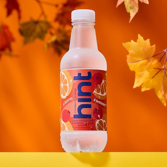 Hint Fruit-Infused Bottled Water, Cranberry Orange- Sugar Free Flavored Water with Zero Calories, Naturally Flavored, and No Artificial Sweeteners - 16 Fl Oz (Pack of 12)