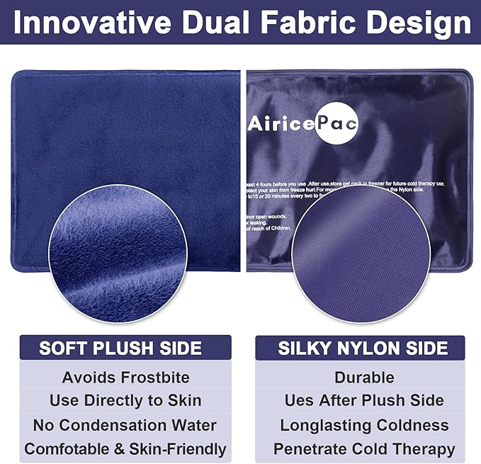 Ice Packs for Injuries Reusable, Gel Cold Pack for Knee Neck Shoulder Ankle Elbow Hip Back Pain Relief, Cold Compress Therapy for Swelling, Bruises, Surgery, 7”x 11”, Blue