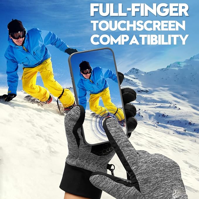 Bruvoalon Winter Gloves for Women & Men, 3M Thermal Insulation, Lycra Fabric, Windproof, Touchscreen, Anti-Slip, Cold Weather