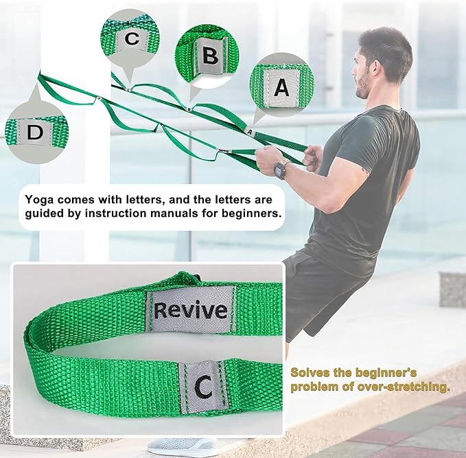 Stretching Strap Yoga Strap with 10 Loops, Non-Elastic Stretch Band for Physical Therapy, Flexibility, Exercise, Pilates, Dance & Gymnastics Workout