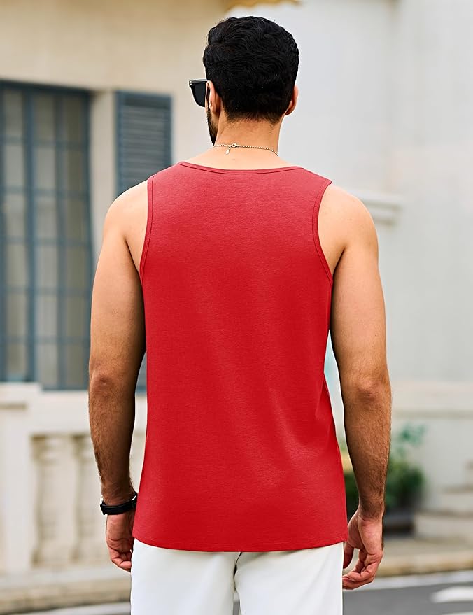 Cotrasen Men's Tank Top UPF 50+ Sleeveless Shirt Cotton Moisture Wicking Casual Gym Workout Shirts Cooling Muscle Tee Shirt