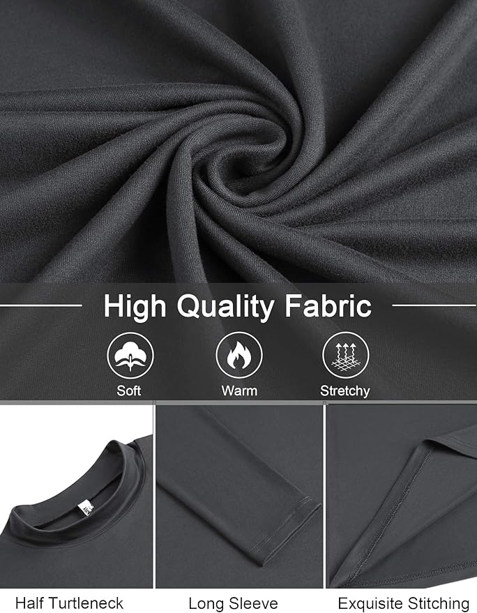 COOFANDY Mens Mock Turtleneck T-Shirts Long Sleeve Solid Color Tees Shirts Basic Casual Slim Fit Pullover T Shirts