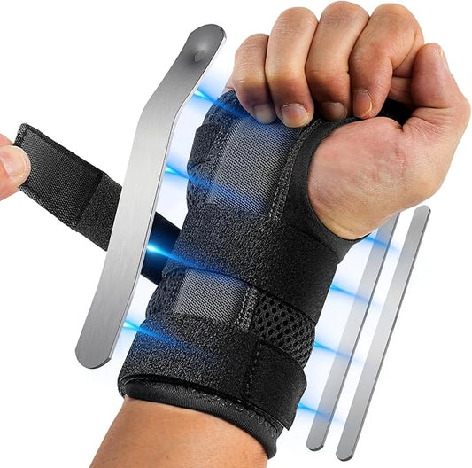 Carpal Tunnel Wrist Brace Night Support with 3 Metal Splints for Sleeping and Soft Thumb Opening, Adjustable Wrist Support Hand Brace for Tendonitis Arthritis Sprains, 1 Unit, Left Hand