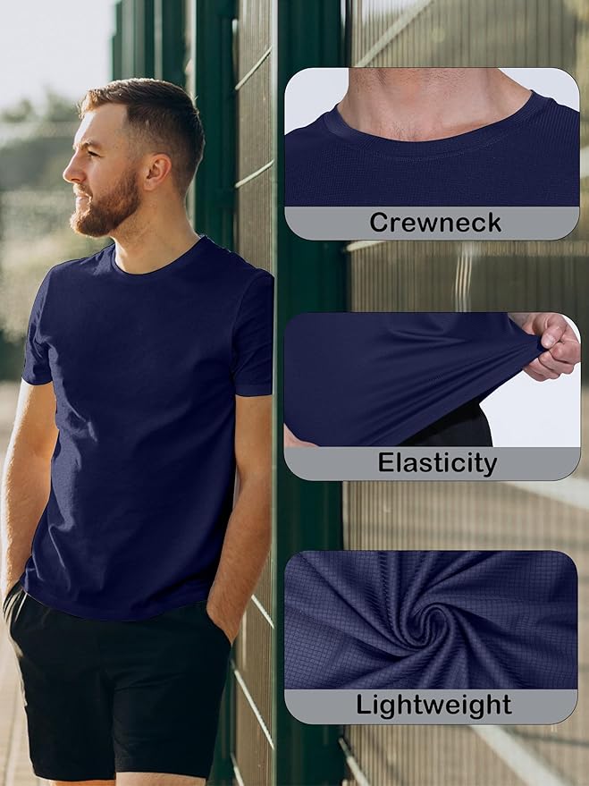 3 & 5 Pack Shirts for Men Moisture Wicking Workout Performance Dry Fit Mesh Gym Athletic Running T-Shirt