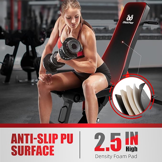 Adjustable Weight Bench - Workout Bench for Home Gym, Foldable 1300lb Capacity Heavy Duty Full Body Workouts Exercise Strength Training Benches with Incline/Flat/Decline Positions & Space-Saving