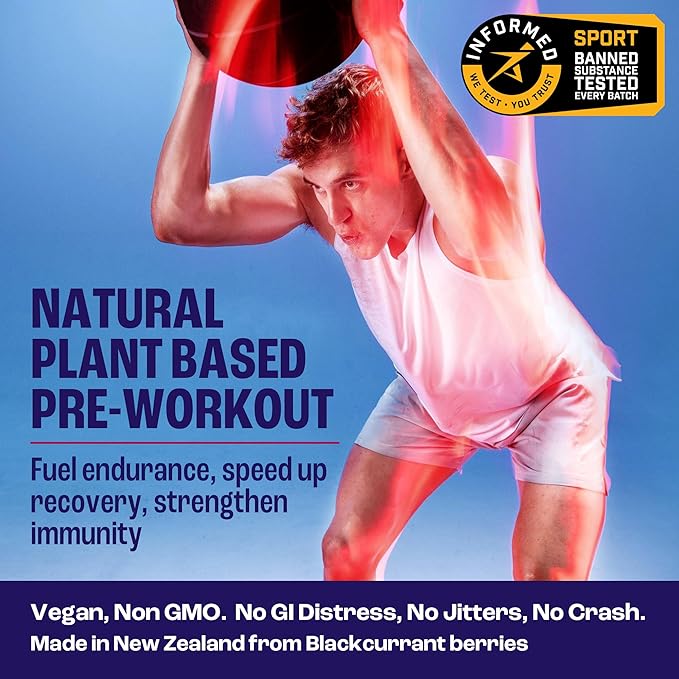2before Blackcurrant I All Natural Vegan Pre Workout, Caffeine Free I Clean Energy, Endurance, Recovery I Pre Workout Women and Men I 10 x Individual Packets I Informed Sports Certified