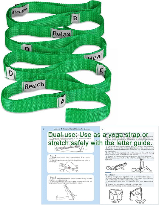 Stretching Strap Yoga Strap with 10 Loops, Non-Elastic Stretch Band for Physical Therapy, Flexibility, Exercise, Pilates, Dance & Gymnastics Workout