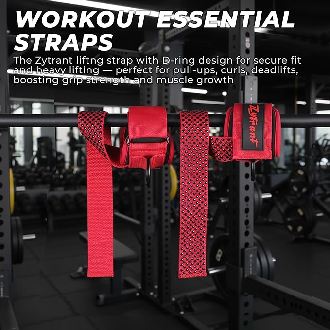 Weight Lifting Straps with Cuffed D Ring,Heavy Duty Thyick Comfortable Lifting Straps, Secure Fit, Enhanced Grip, Straps for Weightlifting & Gym Training