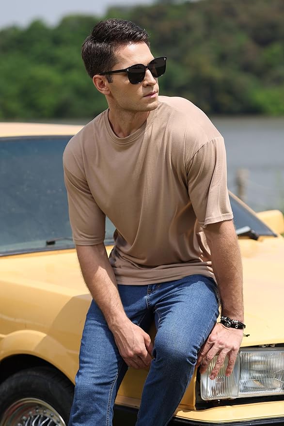 Men's Oversized Workout T-Shirts Lightweight Quick Dry Short Sleeve Tshirts Crew Neck Loose Fit Athletic Tops