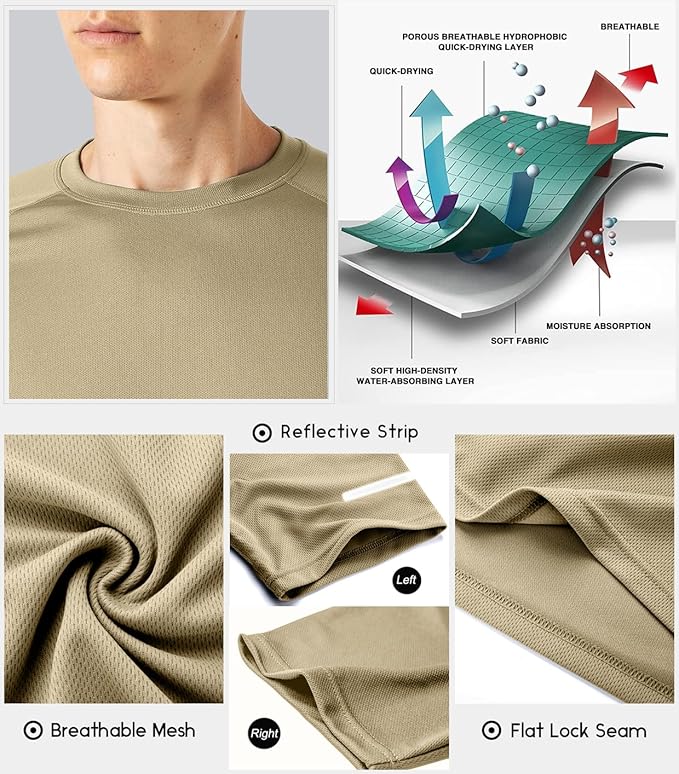 Boyzn 1, 3, 5 or 7 Pack Men's Workout Running Shirts, Dry Fit Moisture Wicking T-Shirt, Gym Athletic Short Sleeve Tee Shirts