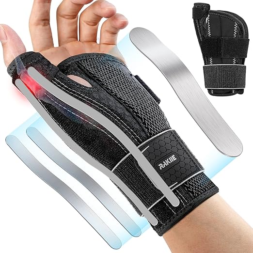 Wrist & Thumb Brace 5X Powerful Support, Carpal Tunnel Wrist Brace 3 Adjustable Straps, Night Thumb Splint for De Quervain's Tenosynovitis, Tendonitis Pain Relief, Left Hand, Gray S/M(5.51-7.48")