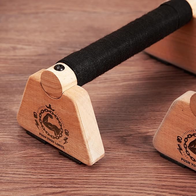 Push Up Stand, 2 PCS Wood Parallettes Bars, 9" Wooden Calisthenics Equipment, Handstand Blocks and Pushup Handles for Handle Stands Grip Strength Training, Planks Calisthenics