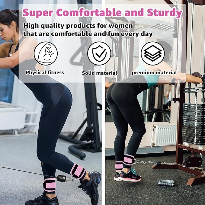 Fitness Ankle Straps for Cable Machine, Kickbacks Glute Workouts, Lower Body Exercises, Adjustable Leg Straps with Neoprene Padding Men Women