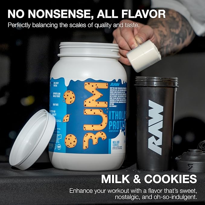 RAW Whey Isolate Protein Powder, Milk & Cookie (CBUM Itholate) - 100% Grass-Fed Sports Nutrition Powder for Muscle Growth & Recovery - Low-Fat, Low Carb, Naturally Flavored - 25 Servings